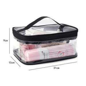 Fashion Waterproof Private Label Custom Logo Square Travel Women Beauty Make Up Clear Transparent PVC COSMETIC BAG