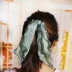 Fashionable melting pure silk ribbon hair bands cloth art elastic ribbon hair scrunchies women hair accessories