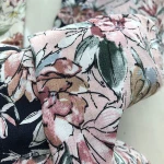 Flower design Digital printed viscose rayon crepe blend fabric for dress