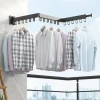 Folding extendable Clothes Hanger Wall Mount Retractable Cloth Drying Rack Indoor Aluminum Home Extendable Clothesline