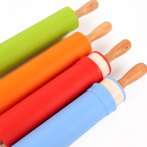 Food Grade Silicone Rolling Pins Pastry Non-stick Kids Wooden Rolling Pin for Hot Sale