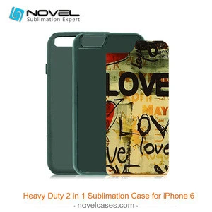 For iPhone 6 Blank Sublimation Blank 2D Heavy Duty 2IN1 Phone Back Shell Case