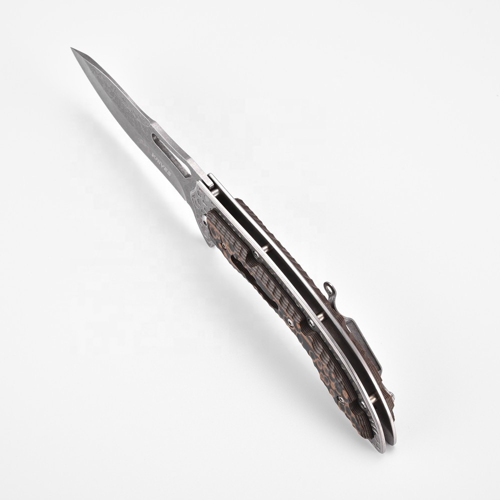 Fossil Folding Pocket Knife Plain Etch Blade Finish Folder with Frame Lock