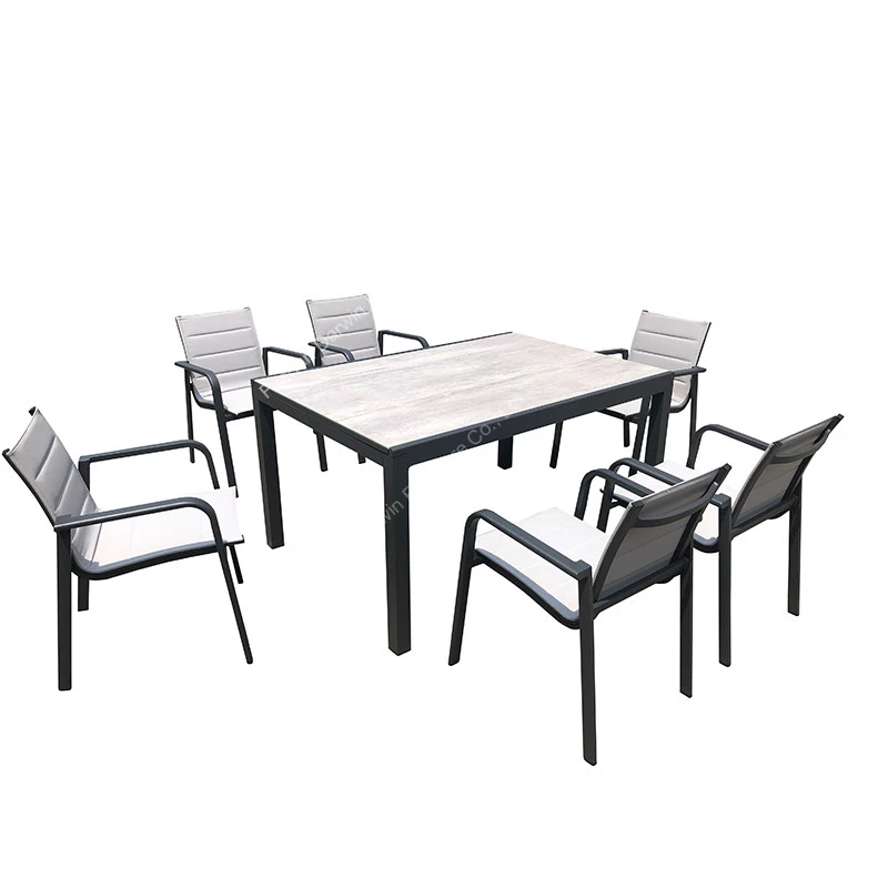 French outdoor furniture table set aluminum dining set extensible garden dining table and chair