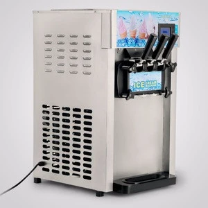 Frozen Yogurt Ice Cream Maker with LCD Display Mix 3 Flavors 110V Commercial Soft Serve Ice Cream Machine