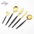 Import Gold metal solid steak knife and fork set wholesale stainless steel white and gold cutlery set from China