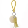 Gold Plated Cute Rabbit Fur Ball Pom Pom Keychain for Car Key