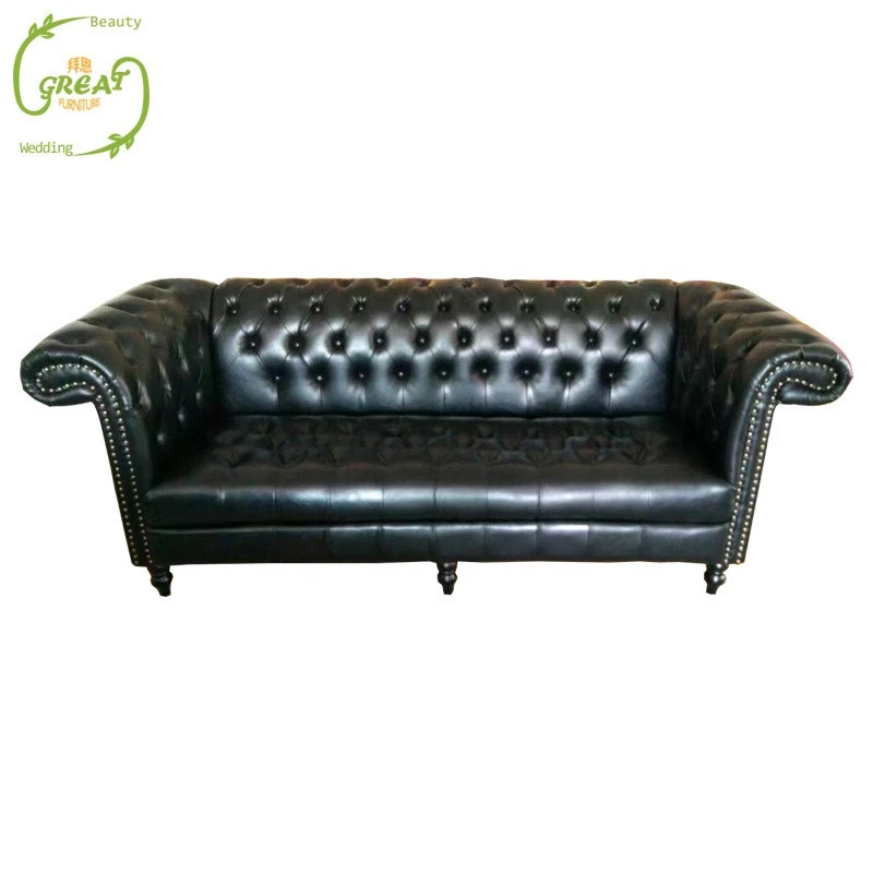 Great Foshan Factory Cheap Modern Salon Furniture Black Hair Salon 3 Seater Waiting Sofa Chair