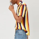 GUANGDONG CITY SHORT SLEEVES O-NECK PRINT BUTTON FRONT MEN OFFICE SHIRTS