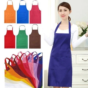H412 Home Kitchen Customizable Solid Color Sleeveless Aprons Custom Logo Multi Colour Polyester Cooking Baking Apron