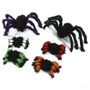 Halloween Decoration Suppliers Latest Design Many Sizes Realistic Velvet Toy Plastic Props Spider