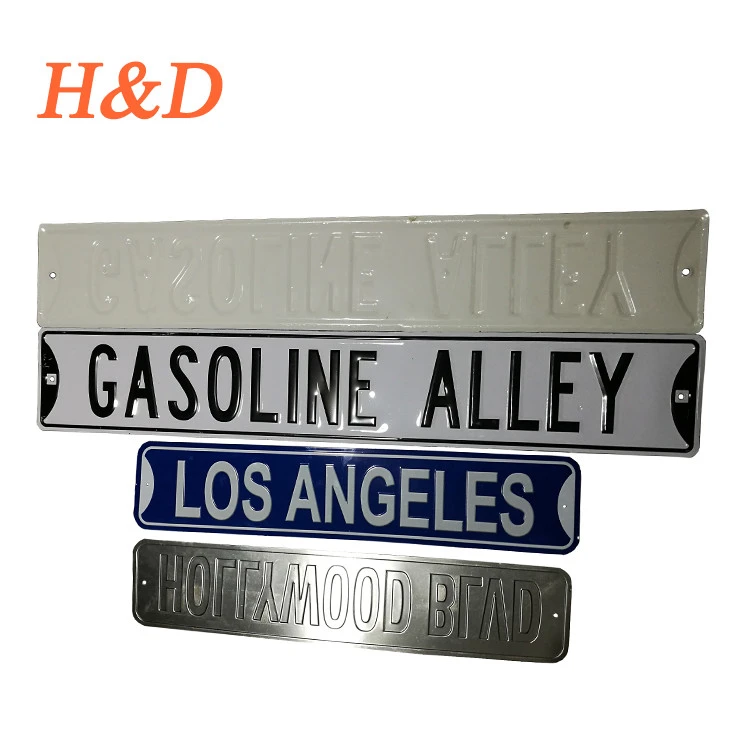 H&amp;D Manufacture Gas Oil Embossed  Street  Metal Wall Sign Aluminum