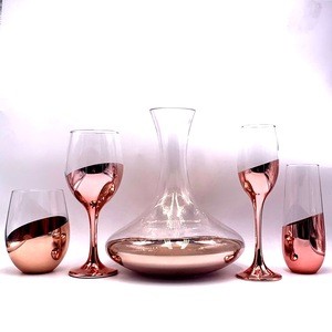 Hand made electroplate copper design crystal lead free champagne glasses