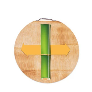 Handcrafted Round Shaped Bamboo Chopping Block Cutting Board with Handle