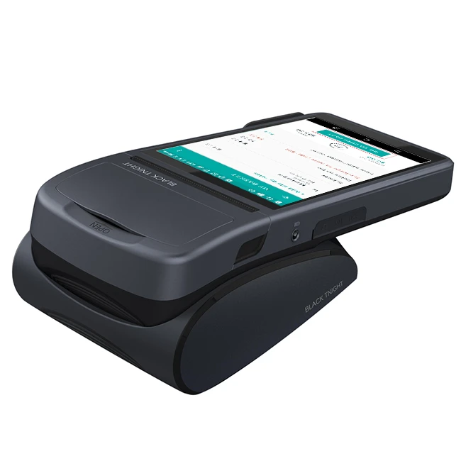 handheld android 6.0 pos device barcode scanner NFC thermal printer with charge stand