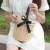Import Handmade Bow Rattan Woven Bag Wicker Bags Top Handle Handbags Bohemia Style Beach Bag,Beige from China