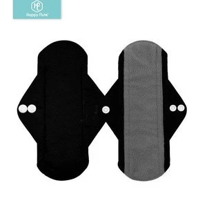 Happy flute Washable Charcoal Bamboo Cloth Menstrual Pad Reusable Sanitary Napkins with waterproof wetbag