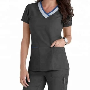 Healthcare Women Hospital Uniform Plain Scrub Top