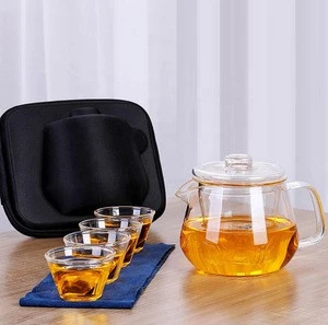 High Borosilicate glass Tea Pot Set with Infuser Coffee Tea Leaf Herbal 4 Cups