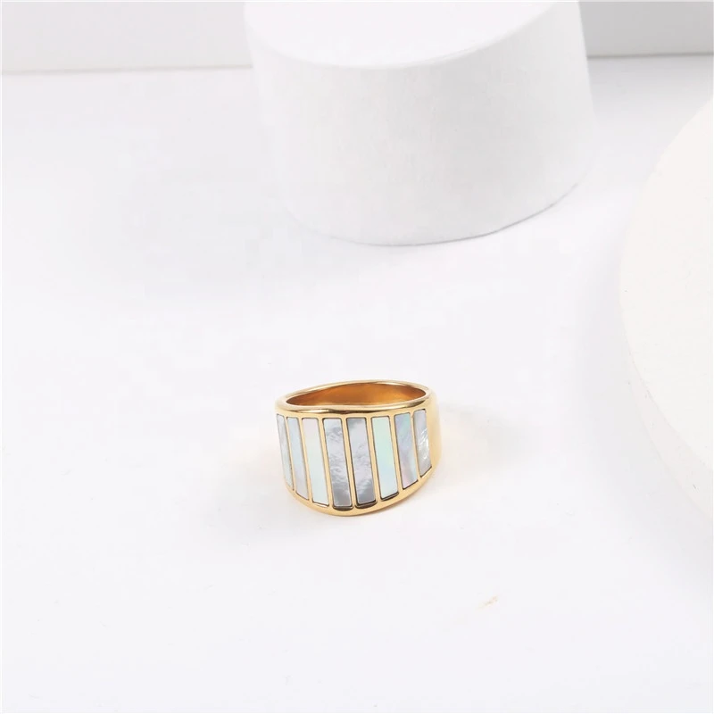High End 18K PVD Gold Plated Finger Rings Stainless Steel Women Rings Tarnish Free Ring Jewelry