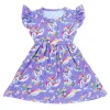 High quality boutique kids clothing milk silk cartoon character prints summer baby clothes birthday party girls dress