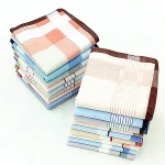 High Quality Hanky Men Striped Printing 100% Cotton Handkerchief