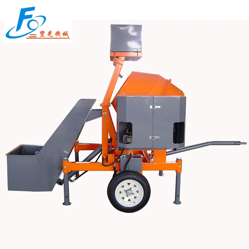 High quality hydraulic hopper concrete mixer portable cement mixer with 2 wheels