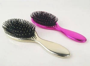 High Quality UV Electroplating Massage Hair Brush wet hairbrush shin gold color hairbrush