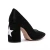 Import Horsehair upper pig skin lining black 8cm chunky high heel fashion office star ladies trendy shoes from China