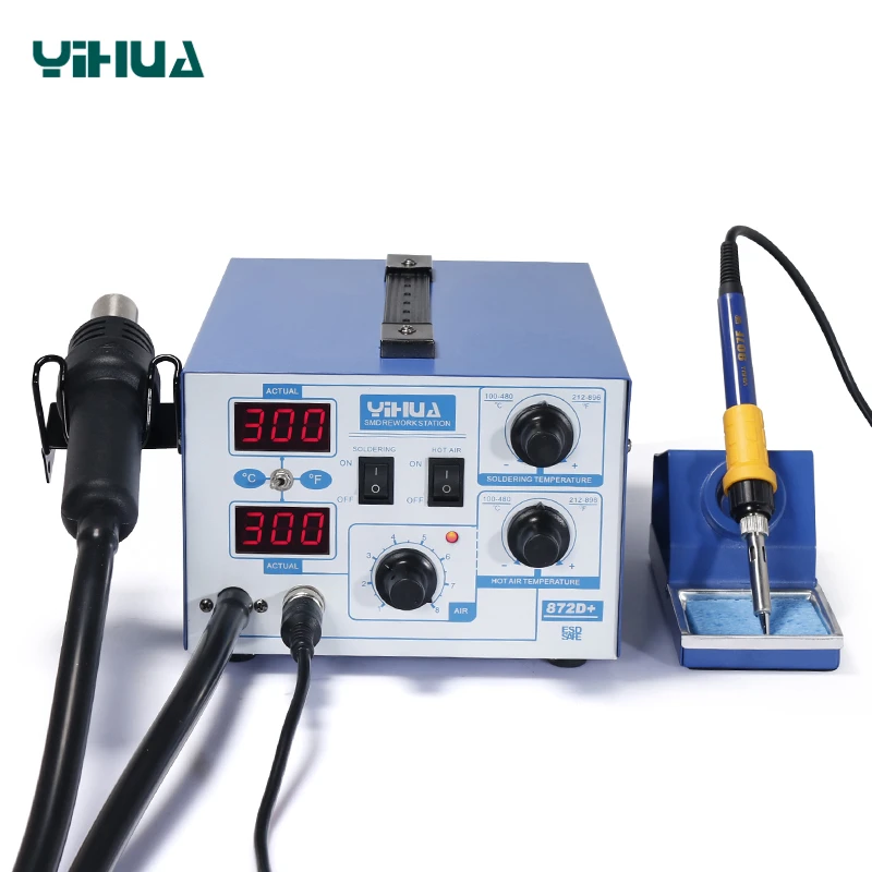 Hot air and high-power soldering iron with LED display 2in1 rework station YIHUA 872D+