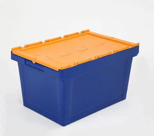 HOT heavy duty 40KG load plastic moving crates with foldable lids