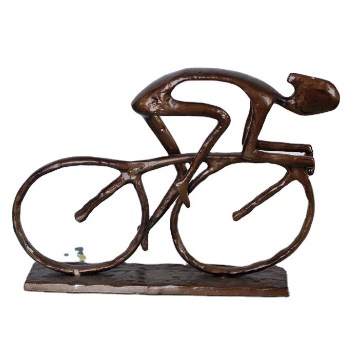 Hot product metal art and crafts bicyclist cast iron sculpture for home decoration office table decor