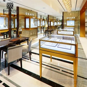 Hot Sale Graff Style Customized Gold Jewelry Showcase Jewelry Display Furniture