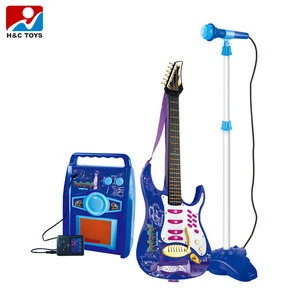 Hot sale style kids musical instruments electric guitar toy set with microphone HC151372