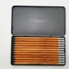 Hot Sell Customized Logo Printed 12 PCS Sketching Pencils Set 2B 3B 4B Wooden Art Pencils With Metal Box