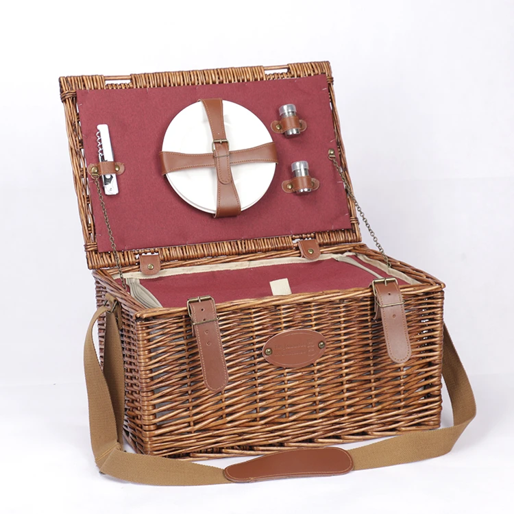 Hot selling high quality custom rattan insulated picnic basket
