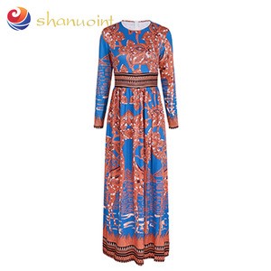 Hot selling long sleeve maxi casual plus size women dress available