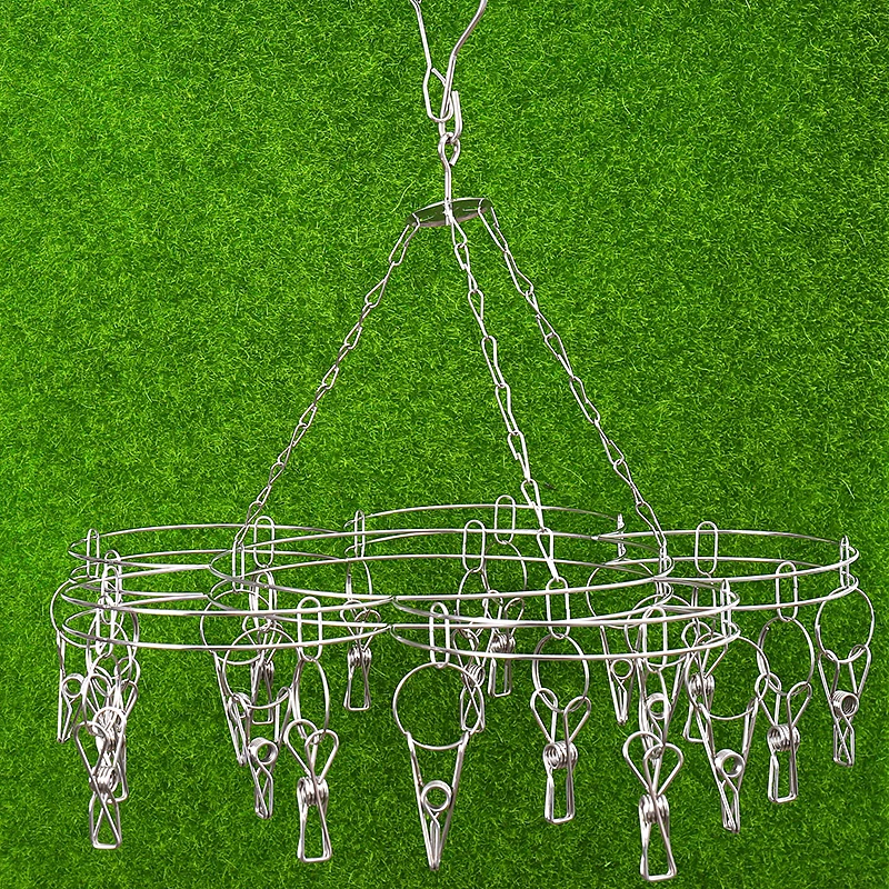 Hot selling modern laundry home hanger stainless steel hat clips hanger socks clothes hanger with 20 pegs