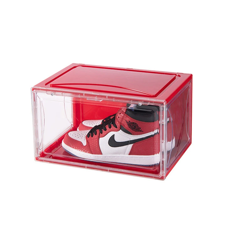 Hot Selling OEM  Full Transparent Plastic Folding Display Shoe Storage Box Plastic Shoe Box For Storage Large Shoe High Heels