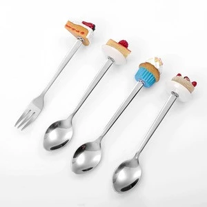 Hotselling gift set,dessert spoon and fork with poly handle