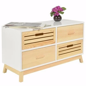 Household Furniture Chest Bamboo Wood 4 Drawers Storage Cabinets