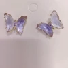 HOVANCI Simple Elegant Rhinestone Crystal Butterfly Statement Earrings Dainty Purple Crystal Butterfly Shape Stud Earrings