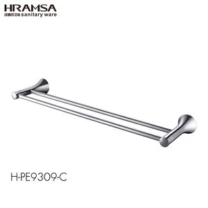 HRAMSA High Quality Excellent Square Design Brass Double Towel Bar for Hotel Bathroom PE9309-C