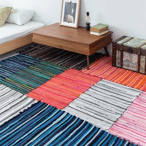 India Chindi handmade rugs washable carpet bedroom bathroom floor mat custom colorful cotton kids play weave area rag rug