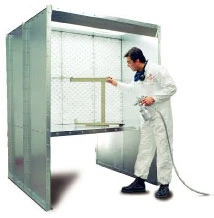 industrial open face spray booth with cardboard filter and fiberglass filter