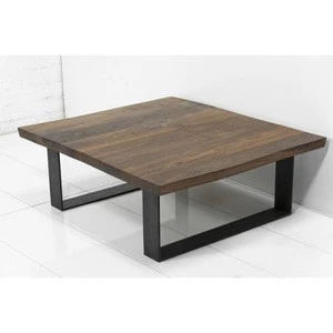 Industrial & vintage iron metal & solid mango wood Square Coffee Table