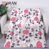 INS Korean style pink rose printed soft flannel screen blanket for winter