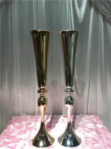 Iron flower pot stand / silver tall metal vase for wedding centerpiece decor