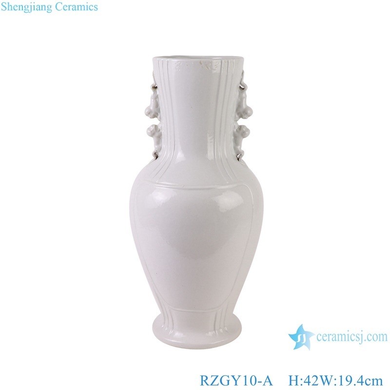 Jingdezhen Antique White Decorative Porcelain Solid Color Flower Vase for Home Decoration