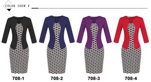 JS 20 In Stock Best Selling 2019 Sexy Mature Women Office Dress Custom Knit Two Piece Dresses 708